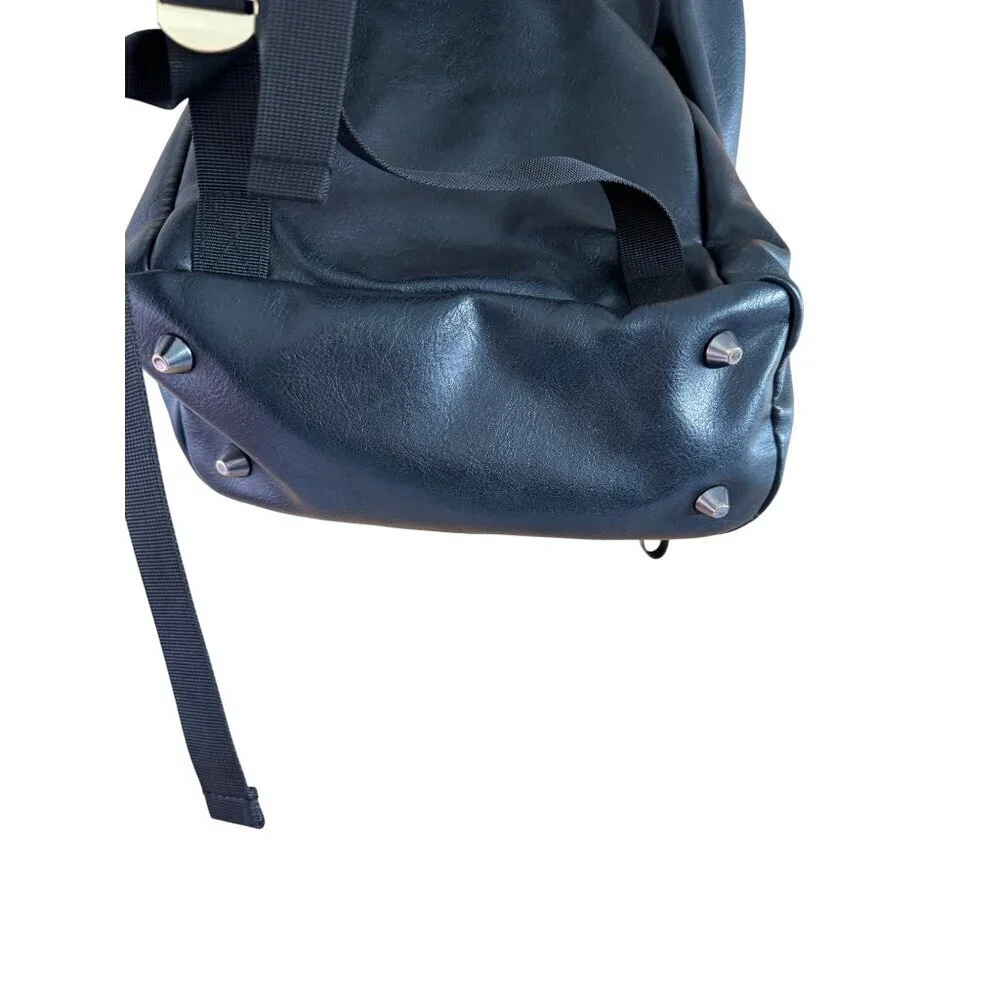 Versace Parfums Mens Faux Leather Black Backpack with Gold Details Modern